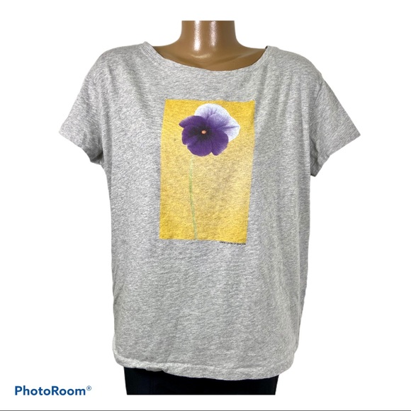 Pansy Print SL Gray Tee United Color of Benetton